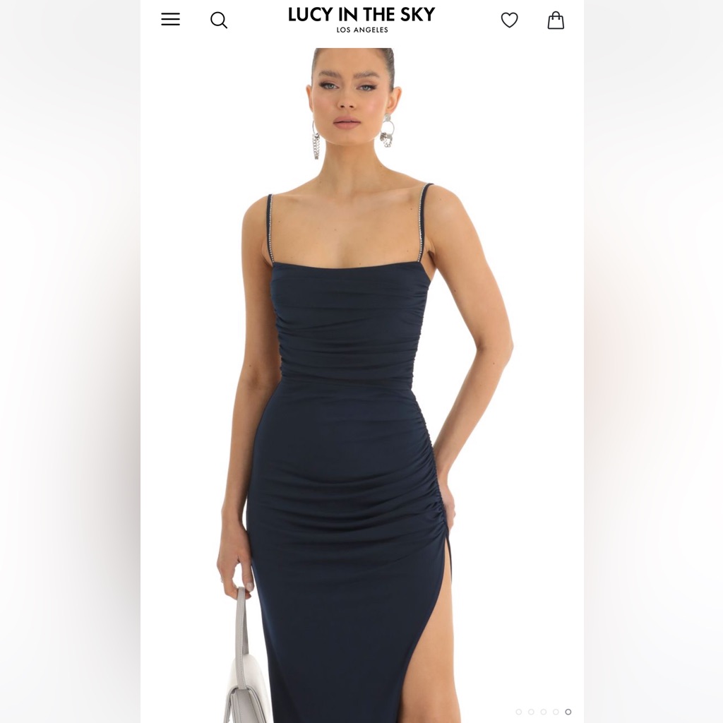 Lucy In The Sky Calla Rhinestone Straps Ruched Maxi Dress Nwot. Never Worn.